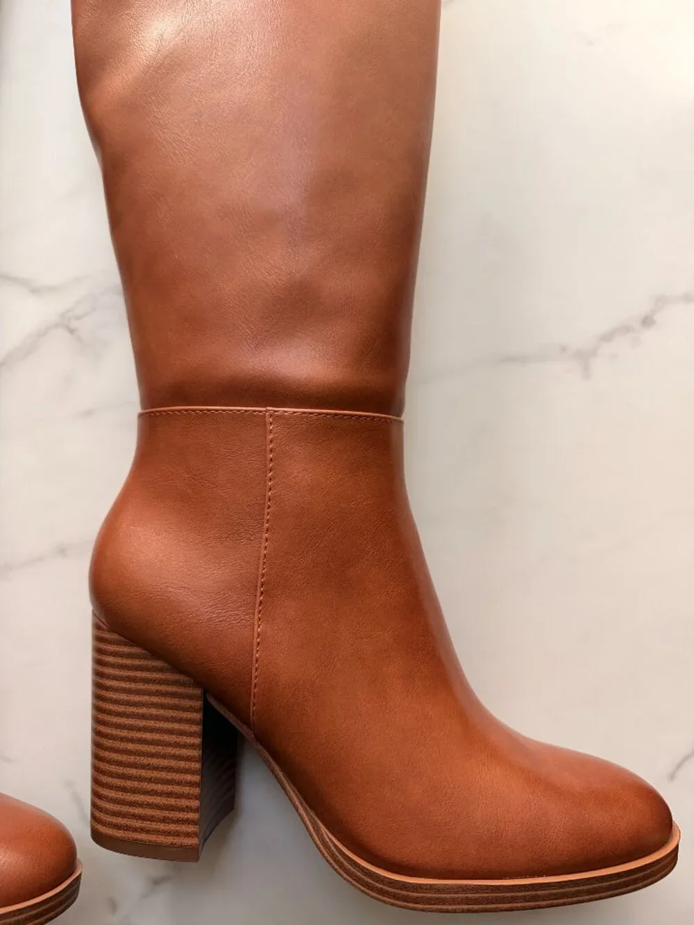 Unisa Unlanna-J Knee High Women’s Boots Sz 8 Cognac Brown Block Heel Retail $115